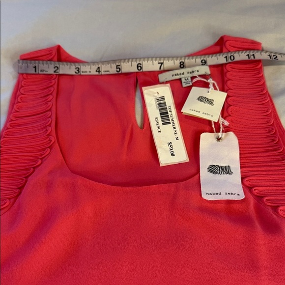 Naked Zebra Blouse Coral Sleeveless Lined Armpit Accents Flowy Women's Size M - Picture 2 of 12